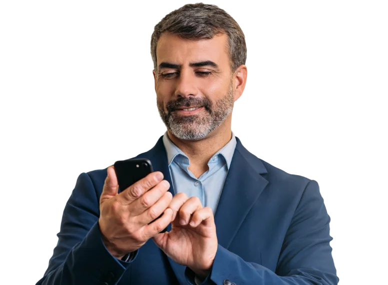 Insurance agent looking at phone