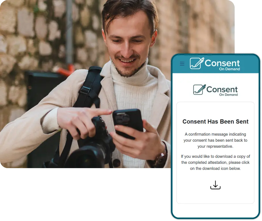 Screenshot-ContentCreator-1 Photographer and screenshot of consent on demand app